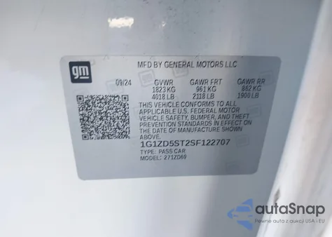 2025 Chevrolet Malibu Fwd 1Lt from USA, damaged, VIN 1G1ZD5ST2SF122707